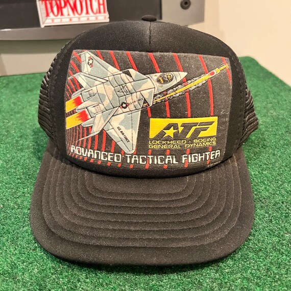 Casquette Camionneur Snapback Vintage Advanced Diesel Inc, Noire, Motif USA Années 80-90 - Occasion, Dos Mesh