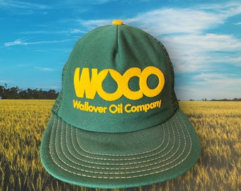 Vintage Wallover Oil Company WOCO Snapback Hat Adjustable Trucker Meshback Puff Print