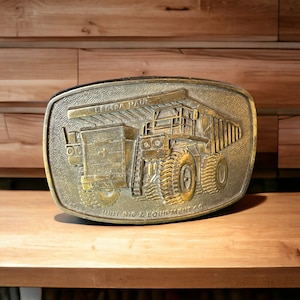 Vintage Lectra Haul Unit Ric & Equipment Co. Brass Belt Buckle Huge Dump Truck