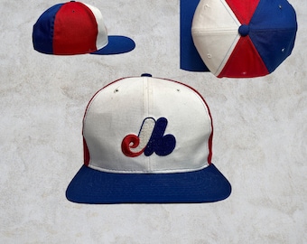 Vintage Montreal Expos Pinwheel Snapback Hat Adjustable 90s MLB Baseball by Ted Fletcher Triple A