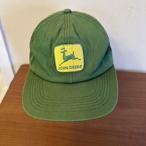 Vintage John Deere Patch SnapBack Hat Cap Trucker Green K-Products Tractors