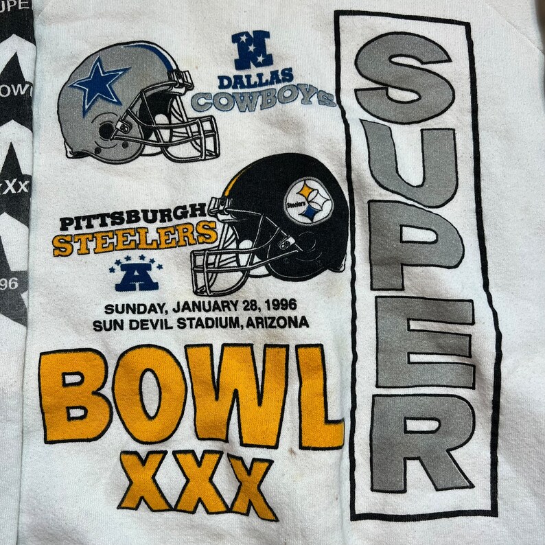 Vintage Super Bowl XXX 1996 Dallas Cowboys Pittsburgh Steelers Pullover Crewneck Sweatshirt XL image 3