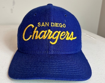 Vintage San Diego Chargers Script Snapback Hat Adjustable NFL FOOTBALL by Sports Specialties 100% Wool