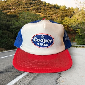 Vintage Cooper Tires Snapback Hat Adjustable 90s Meshback Trucker Automotive