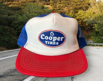 Vintage Cooper Tires Snapback Hat Adjustable 90s Meshback Trucker Automotive