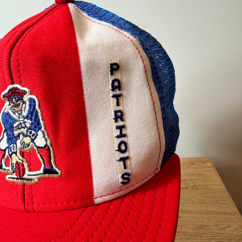 Vintage New England Patriots Meshback Snapback Hat Adjustable 90s NFL Football by AJD Lucky Stripes image 5