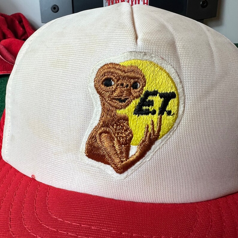 Vintage E.T. Phone Home Plain Logo Snapback Hat Adjustable Meshback Movie by AJD Extra-Terrestrial image 3