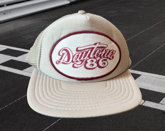 Vintage Daytona Raceway Patch Snapback Hat Adjustable 86 Race Meshback 1986