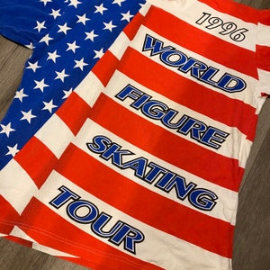 Vintage 1996 World Figure Skating Tour All Over Print Tee Shirt Team USA Campbell Soup size XL image 3