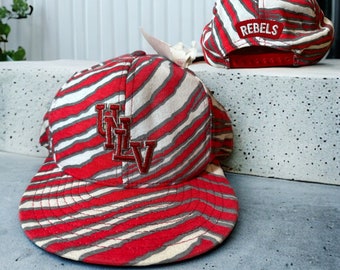 Vintage UNLV Rebels Zebra Print Snapback Hat Adjustable Zubaz AJD NEW Tag