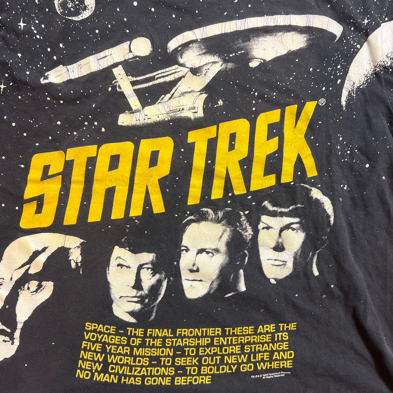 Vintage Star Trek All Over Print Double Sided Tee Shirt 1993 Starship Enterprise XL image 10