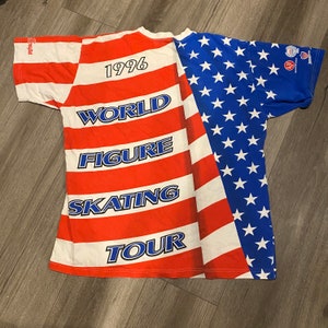 Vintage 1996 World Figure Skating Tour All Over Print Tee Shirt Team USA Campbell Soup size XL image 2