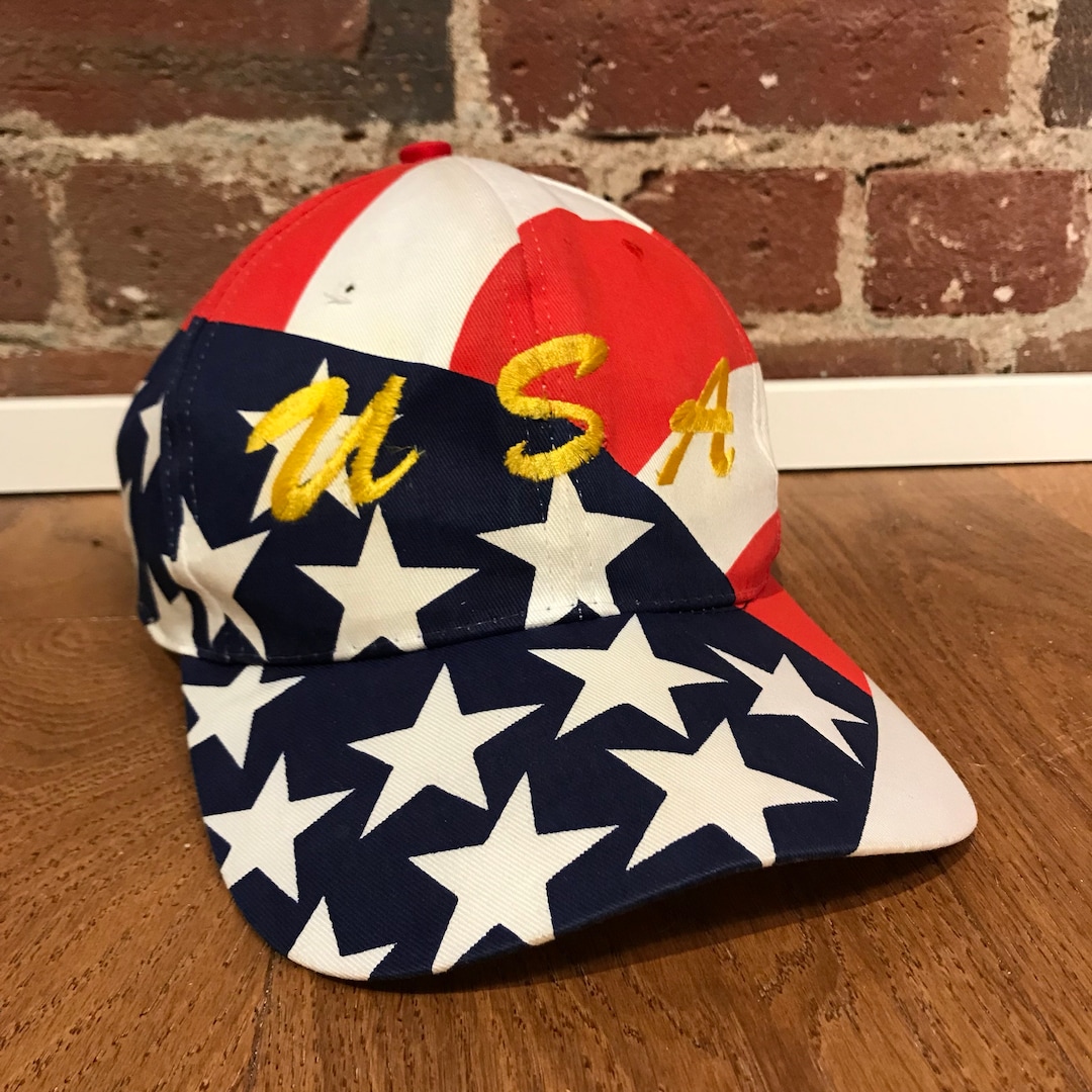 Vintage Team USA Snapback Hat Adjustable United States Flag Etsy