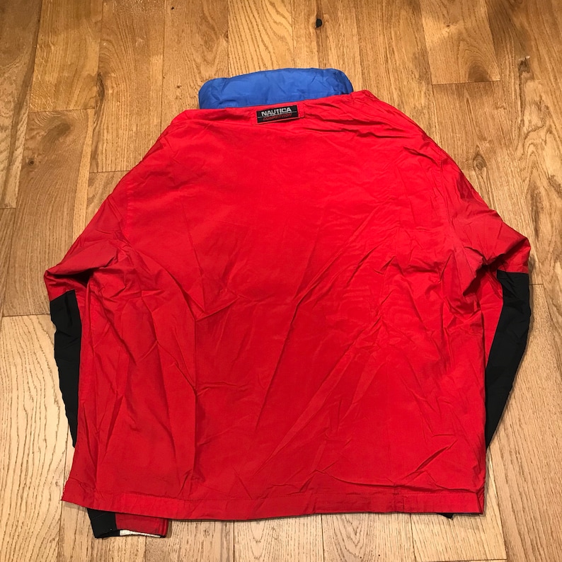 Vintage Nautica Competition Reversible Jacket 90s Full Zip Collapsible Hood Size Large image 4