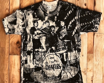 Vintage 90s the Beatles All Over Print T-shirt AOP / Music