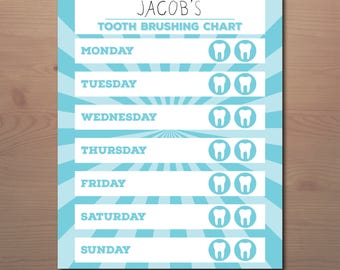 Tooth Brushing Chore Chart, Tooth Brushing Printable, Reward Chart, Responsibilities Chart, Boy Tooth Brushing Chart, Tooth Brushing Chart