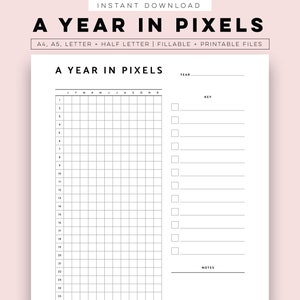 A Year in Pixels Printable Yearly Mood Tracker, Year in Pixels Planner ...