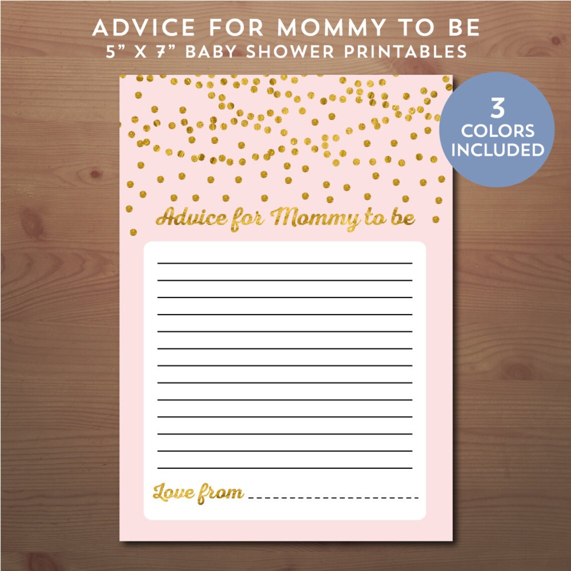 Advice for Mommy to Be Printable, 5" X 7" Baby Shower Game, Confetti ...