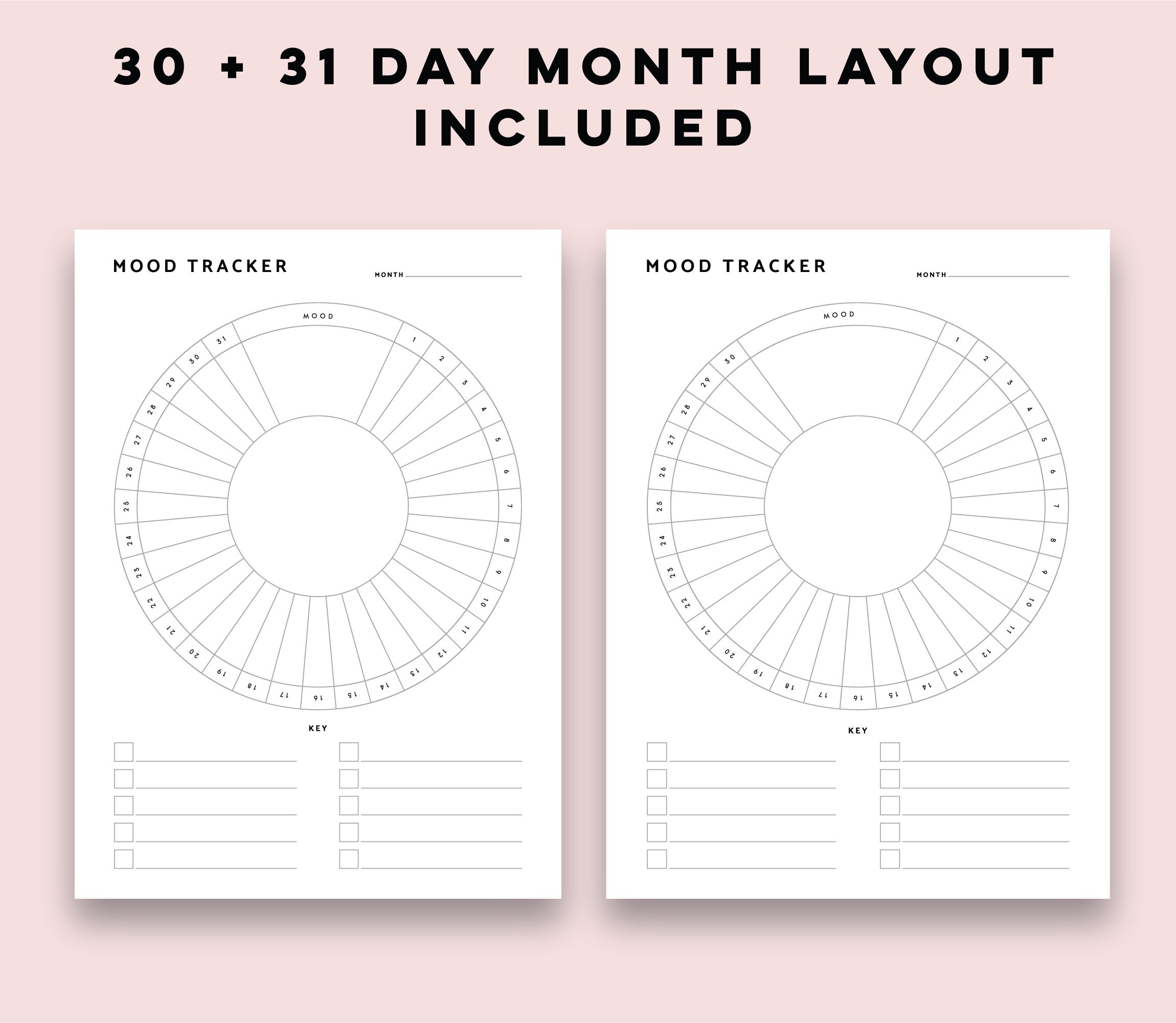 Circle Mood Tracker Printable Monthly Mood Tracker Organiser - Etsy