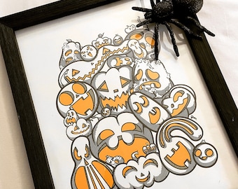 Artist Print “Pile o’ Pumpkins” , Halloween Decor, Wall Decor, Wall Art, Original Artwork, Pumpkin Art