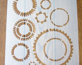 Cogs Gears Steampunk Stencil Mask Reusable PP Sheet for Arts & Crafts