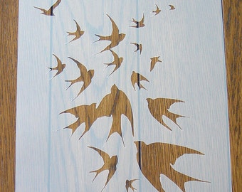 Birds in Flight Stencil Mask Reusable PP Sheet for Arts & Crafts