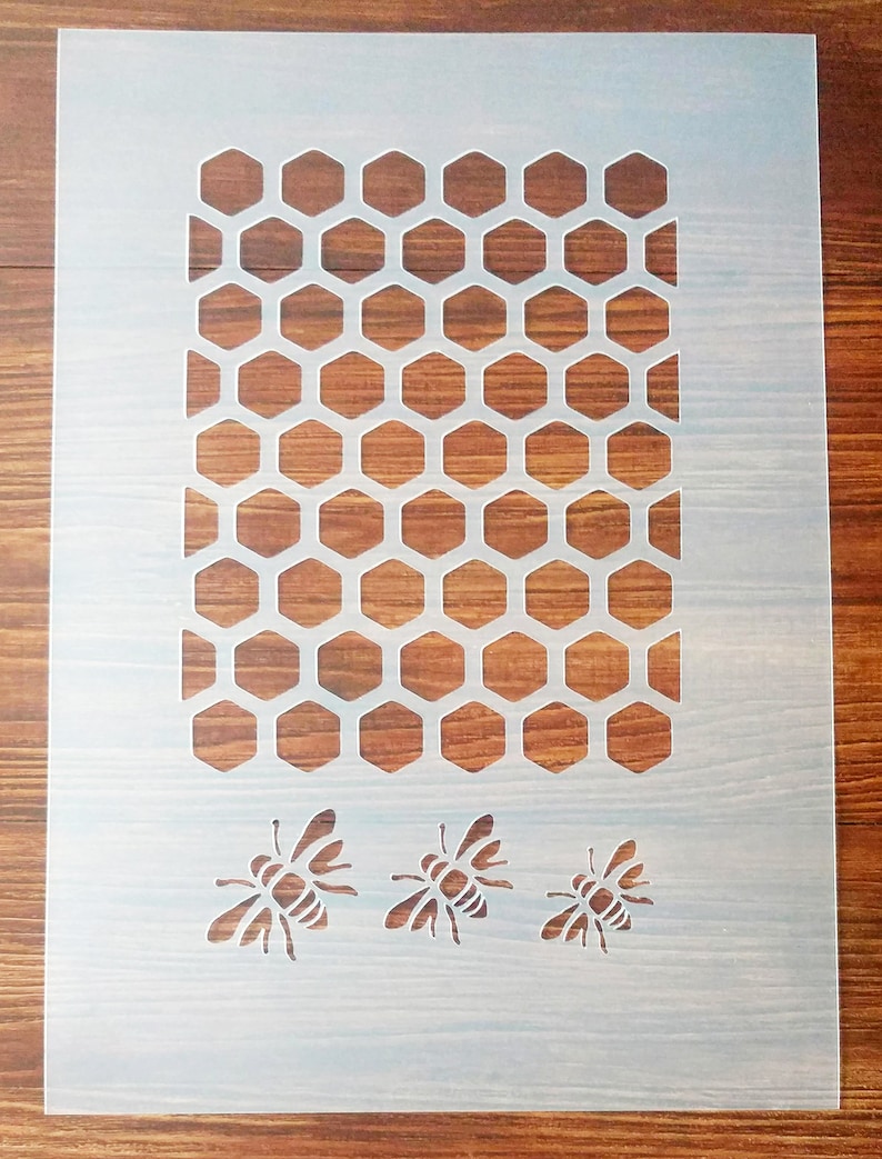 Bee Honeycomb Stencil Mask Reusable PP Sheet for Arts /& Crafts