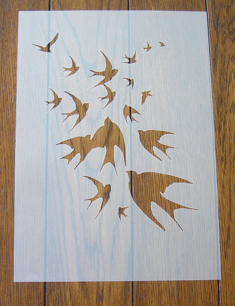 Birds in Flight Stencil Mask Reusable PP Sheet for Arts & Crafts image 1