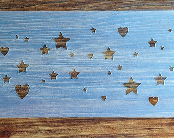 Hearts and Stars Cake border Stencil Mask Reusable PP Sheet for Arts & Crafts