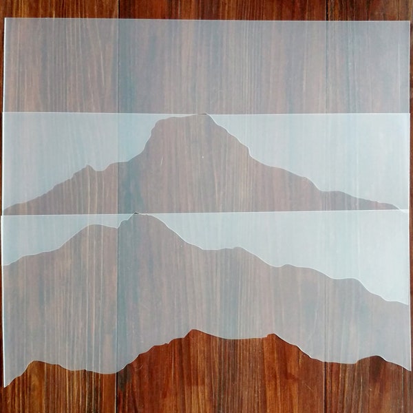 Berge Masken Schablonen A4 breit (3er-Set) Wiederverwendbare PP Folie für Kunsthandwerk