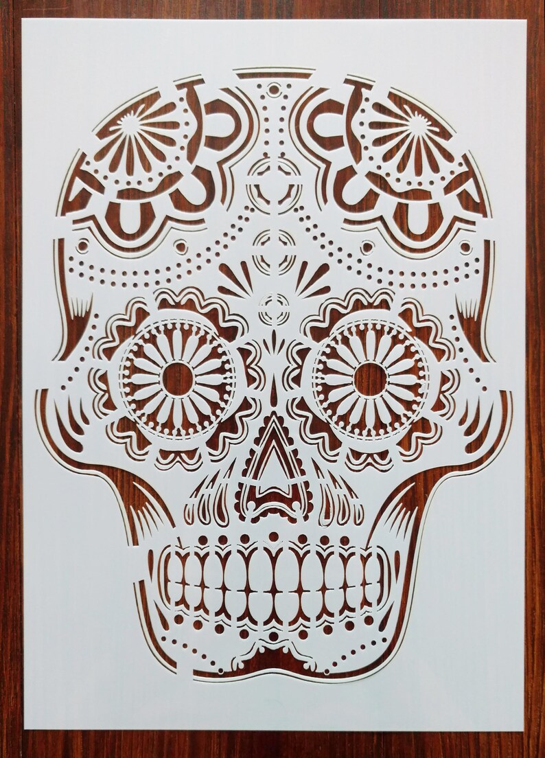 Day of the Dead Skull Stencil Mask Reusable A4 Mylar Sheet for | Etsy