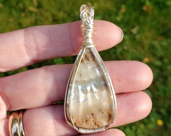 Abalone Shell pendant wire wrapped in non-tarnish silver