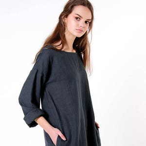 Linen Tunic SOPHIE Long Sleeve Linen Dress Casual Linen - Etsy