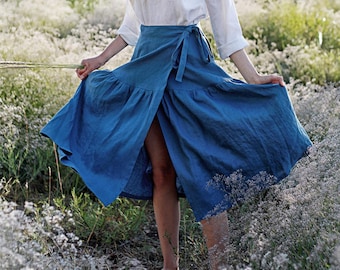 Wrap skirt SABRINA, Custom color, Soft linen skirt, Ruffled maxi skirt, Linen wrap skirt, Long wrap skirt, Linen maxi skirt, Boho skirt