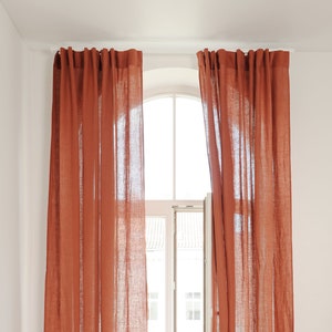 Set of 2 linen curtain panels, Rod pocket curtains, Multifunctional heading curtains, Semi-sheer linen curtains, Handmade linen curtains