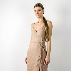 Dress EDEN Linen Spaghetti Strap Dress Linen Wrap Dress | Etsy