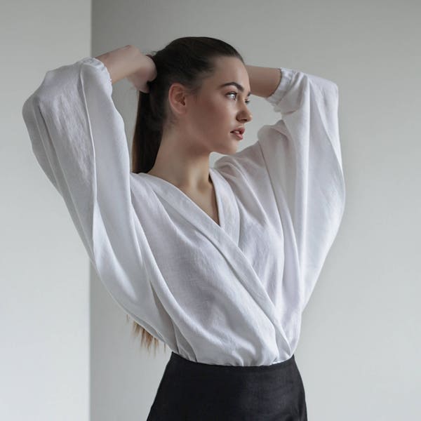 Linen shirt GLORIA, Linen shirt women, Shirts for women, White shirt, Linen top, Womens linen clothing, White linen blouse, Linen clothes