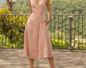 Linen Wrap Dress ROSIE: Sleeveless Fit & Flare Summer Dress - Etsy Canada