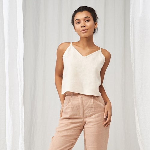 Linen Crop Top IVY Linen Tank White 