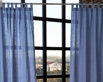 Linen tab top curtain panel, Softened linen curtain, Linen curtain panel, Bedroom curtains, Living room curtains, Linen window panels