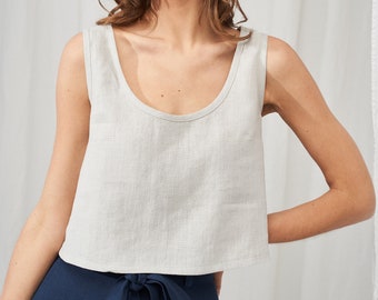 linen top long sleeve top Linen crop top white linen blouse white linen top pocket top with long sleeves loose top C859 summer top