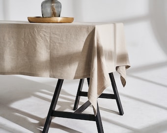 Linen tablecloth with mitered corners, Softened linen table cover, Rectangular, Square tablecloth, Linen tablecloth in various colors, size