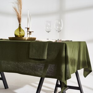 Linen tablecloth with mitered corners, Softened linen table cover, Rectangular, Square tablecloth, Linen tablecloth in various colors, size image 3