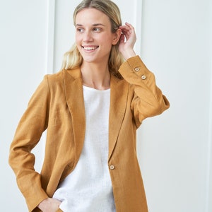 Linen jacket COLETTE, One button linen jacket for woman, Peak lapel jacket, Linen summer jacket, Handmade jacket for woman