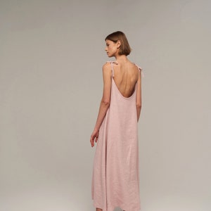 Open back linen maxi dress WINONA, Long linen strap dress, Open back summer dress, Loose linen summer dress, Summer maxi dresses for woman