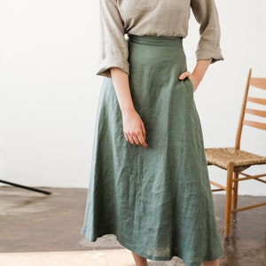 Long Linen Skirt INDIA Maxi Linen Skirt Moss Green Linen Skirt Linen Skirt With Pockets Linen Maxi Skirt Linen Skirts for Women Etsy