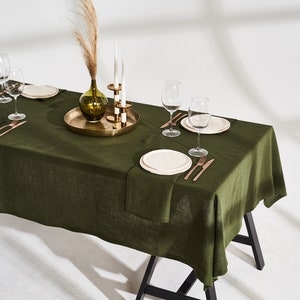 Linen tablecloth with mitered corners, Softened linen table cover, Rectangular, Square tablecloth, Linen tablecloth in various colors, size image 1