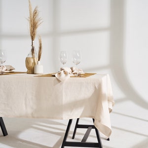 Leinen Tischdecke mit abgeschrägte Ecken, Softened Leinen Tischdecke, Rechteckig, Quadratische Tischdecke, Leinen Tischdecke in verschiedenen Farben, Größe