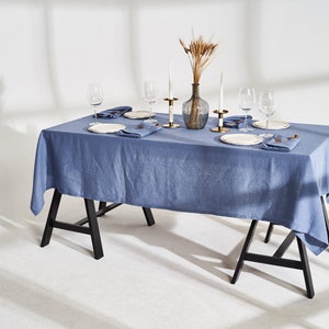 Linen tablecloth with mitered corners, Softened linen table cover, Rectangular, Square tablecloth, Linen tablecloth in various colors, size