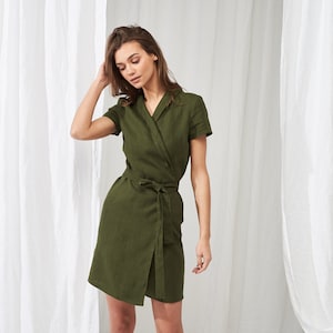 Short sleeve wrap dress mini hot sale